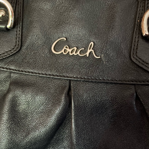 COACH ASHLEY F15447 Black Leather Satchel Handbag Purse - Picture 6 of 11